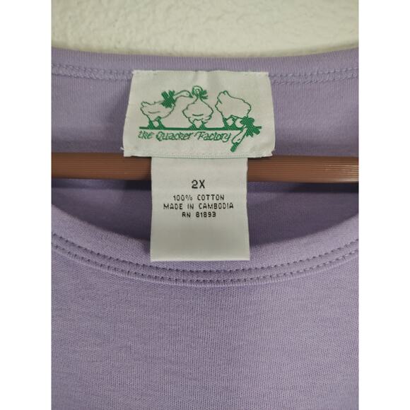 Quacker Factory Lilac Sequin Beaded Dragonfly Short Sleeve T-Shirt Size 2X - Picture 5 of 10